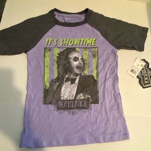 Beetlejuice purple and gray Baseball Tee